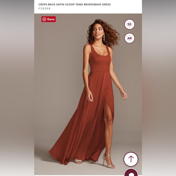 David’s Bridal Scoop Neck Tank Bridesmaid Dress - Picture 1 of 6